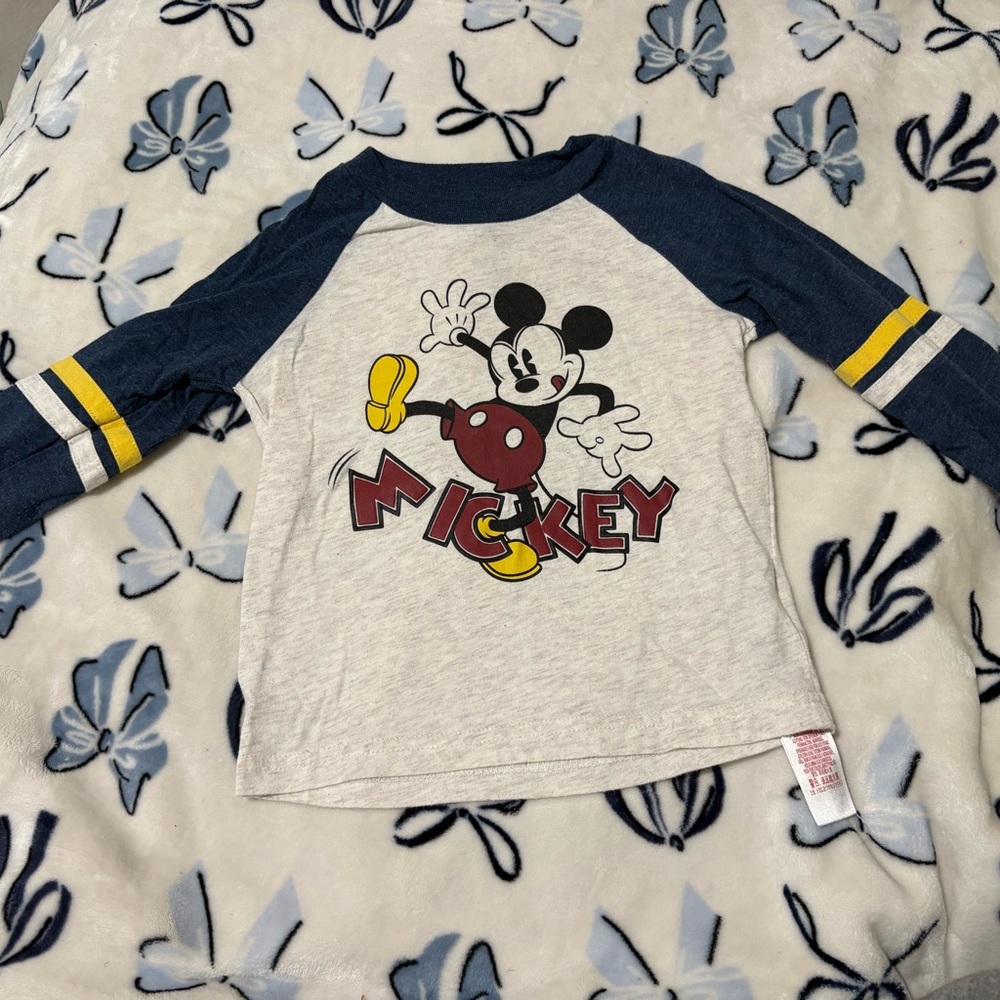 Disney Mickey Mouse Long Sleeve Shirt - Navy and White